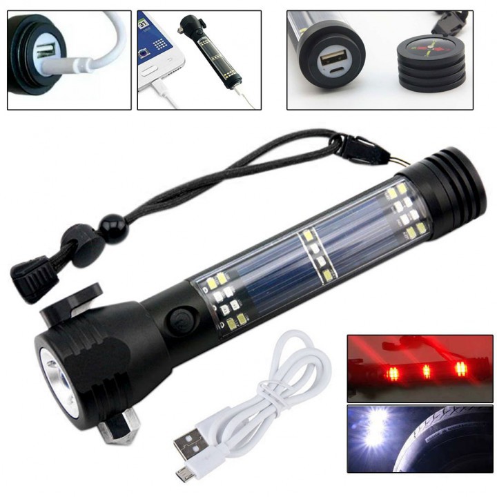 Đèn pin Siêu sáng 11 Chức năng Solar Power Flashlight