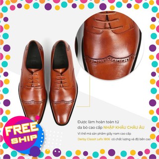 [DA BÒ NHẬP KHẨU] GIÀY TÂY OXFORD NÂU - DERBY CÔNG SỞ  ITALY - LEFO [ CÓ VIDEO THẬT ]
