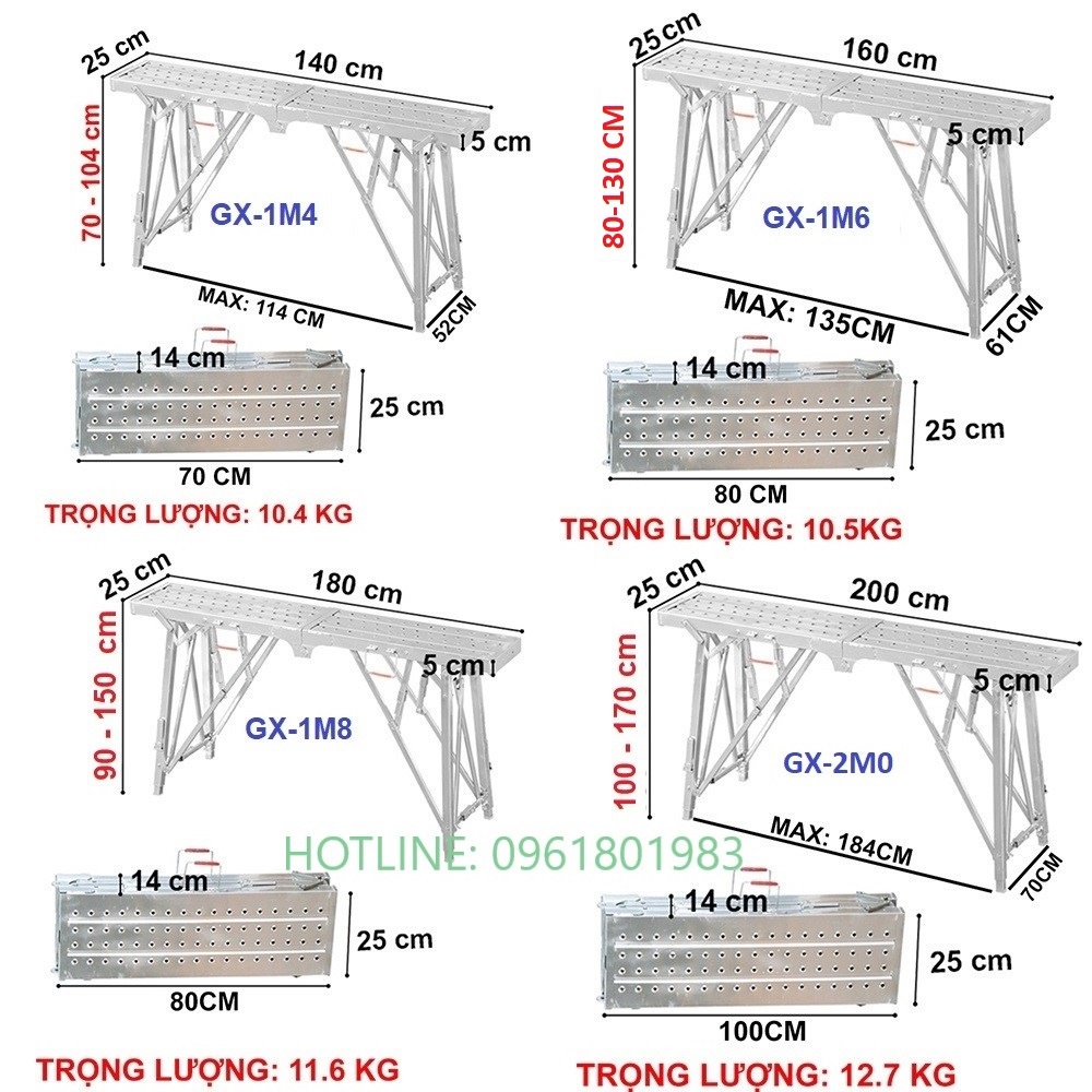GIÀN GIÁO GẤP GỌN THÔNG MINH - NHIỀU KÍCH THƯỚC