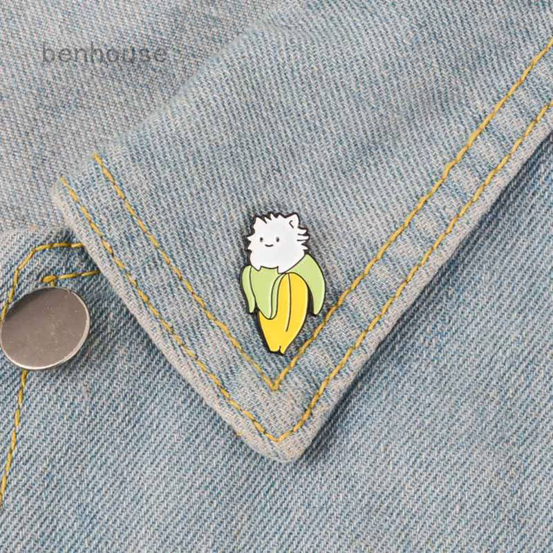 Ghim cài áo hình trái chuối chú mèo hoạt hình dễ thương