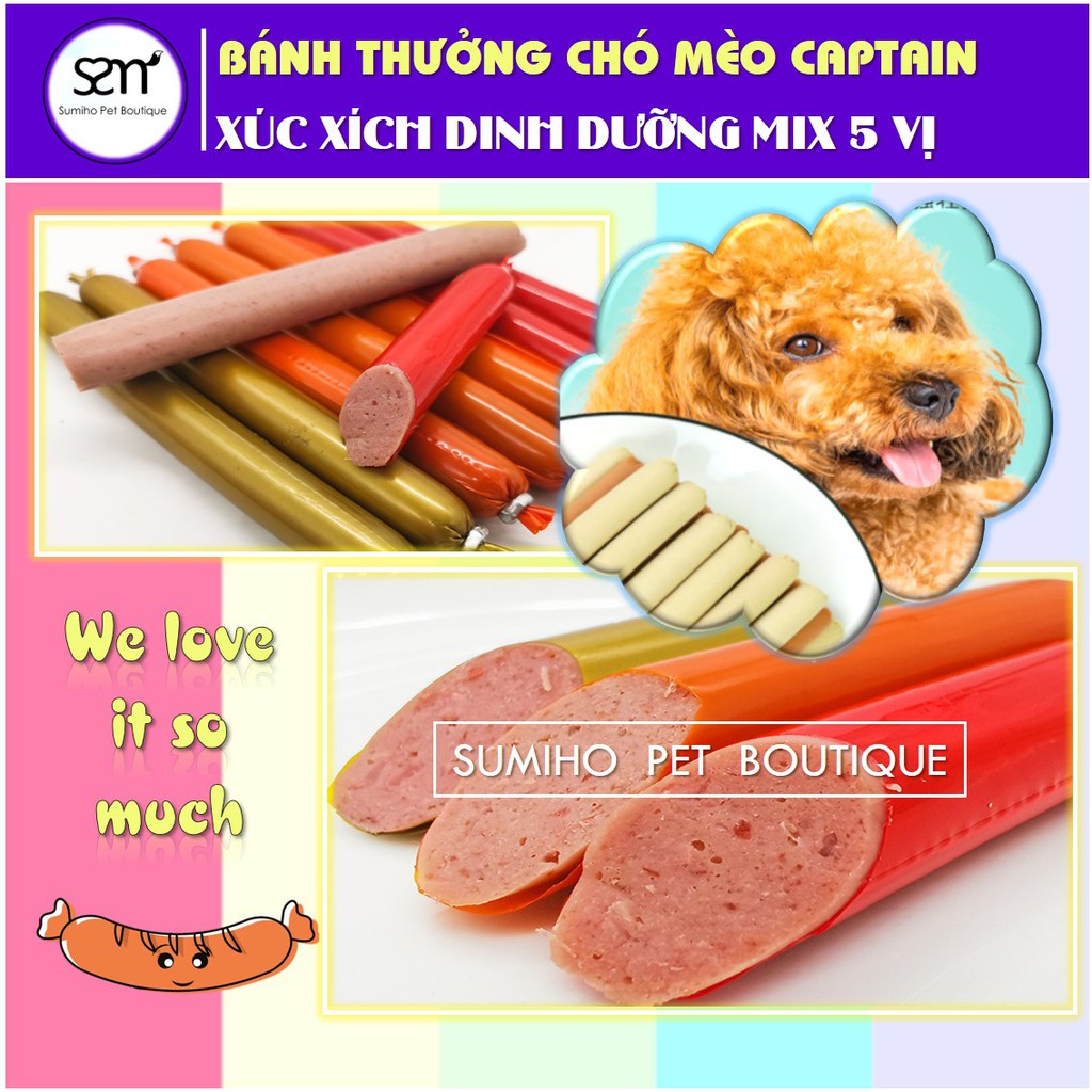 Xúc xích cho chó mèo Captain bịch 30 cây (500gr)