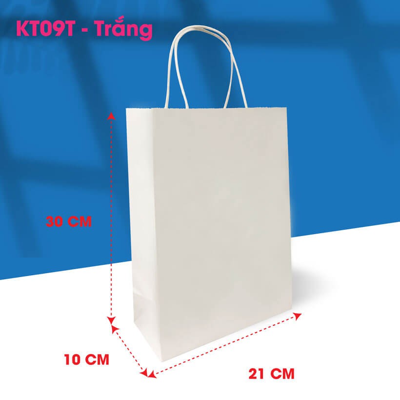 10 Túi giấy kraft trắng trơn KT09T-Trắng