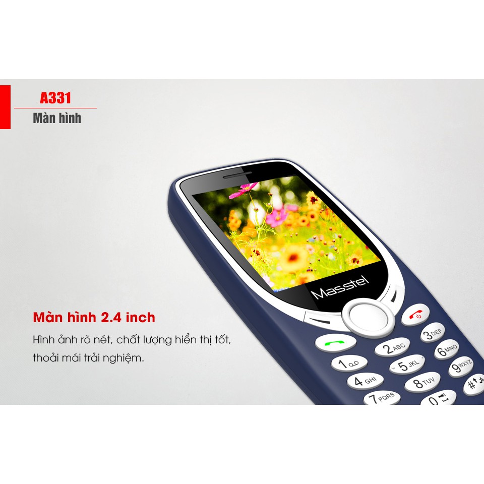 Điện Thoại Masstel A331 - Nghe FM Không Cần Tai Nghe - 2 Sim 2 Sóng Bảo hành 12 tháng