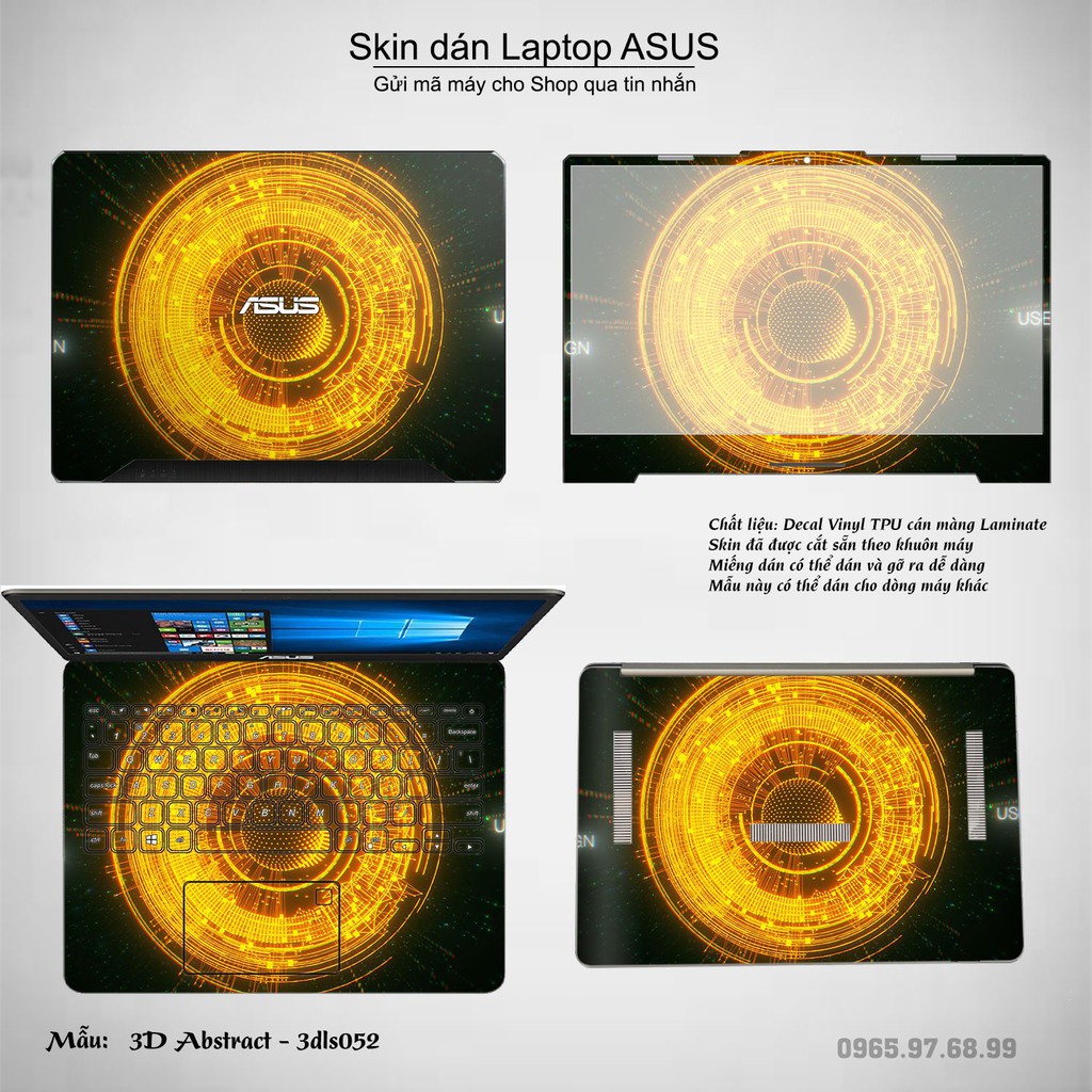 Skin dán Laptop Asus in hình 3Ds (inbox mã máy cho Shop)