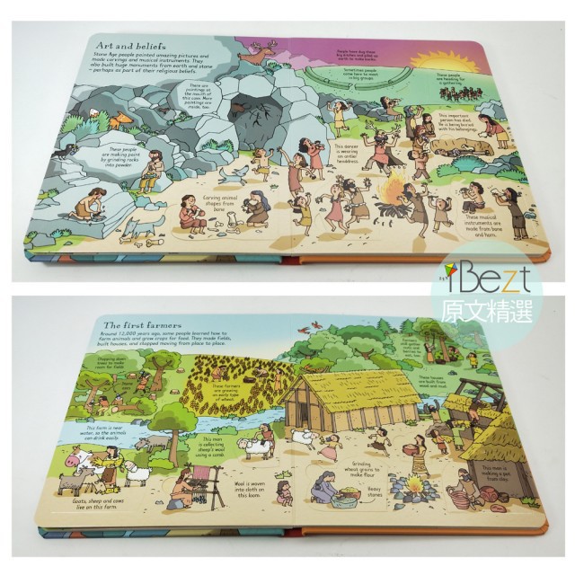 Sách lật mở Look Inside Stone Age thời kỳ đồ đá Usborne