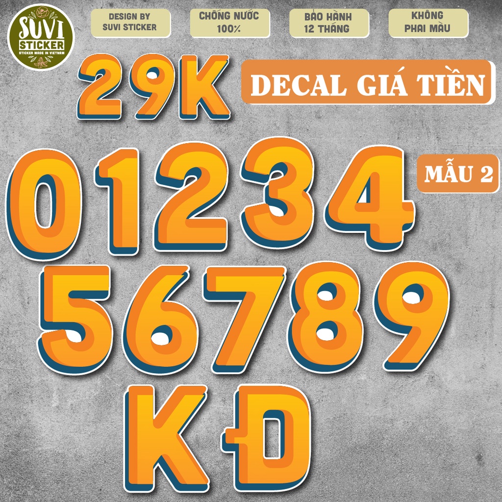 Sticker Decal Giá Tiền Chống Nước Trang Trí Quán Trà Sữa, Cafe, Decal Dán Tường, Quán Ăn Vặt. MSP: KL22