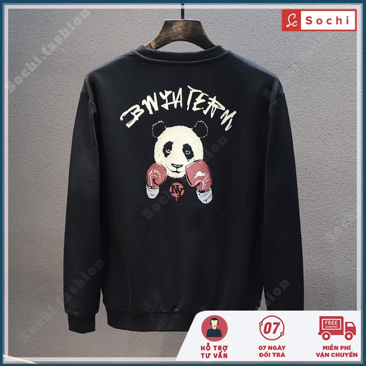 Áo thu đông tay dài, áo giữ nhiệt cổ tròn mềm mịn nam tính in Gấu Trúc mã SW.691