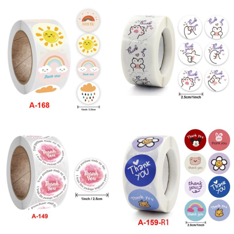 Cuộn 500 tấm Sticker thank you đáng yêu
