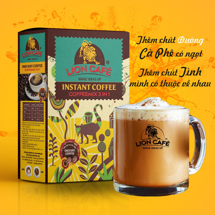 Cafe hoà tan Lion 3in1 18gr/que - 100% cà phê nguyên chất - TOP bán chạy - Thơm ngon đậm vị cafe