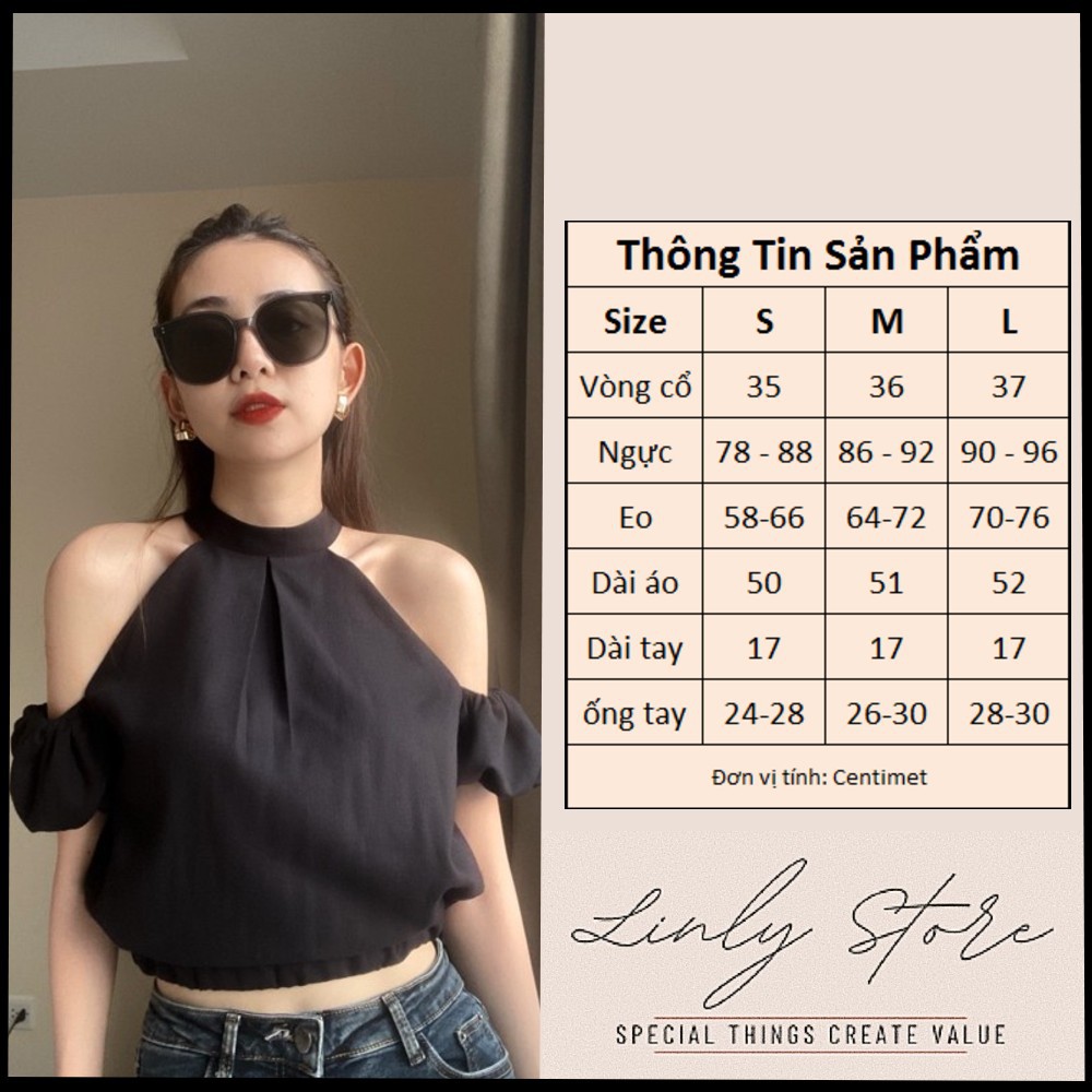 ÁO TRỄ VAI CROPTOP TAY BỒNG [2 LỚP] -ÁO KIỂU NỮ CỔ YẾM 2021 A-CY