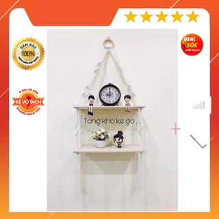 [Siêu rẻ - kệ gỗ treo tường trang trí] Kệ gỗ trang trí Macrame Vòng Gỗ