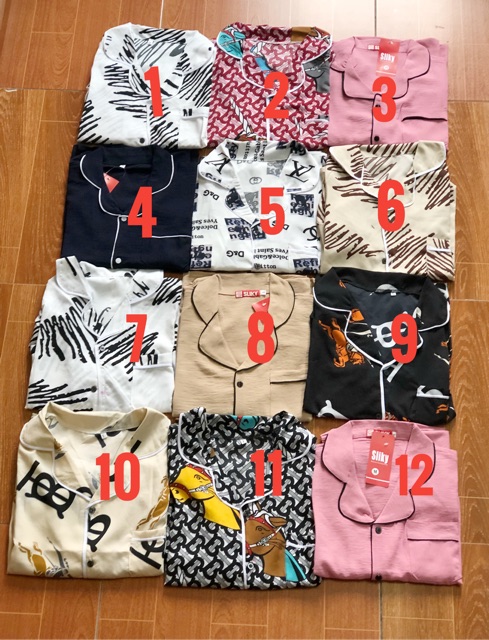 Bộ Pijama lụa áo cộc quần đùi nhiều hình cao cấp | BigBuy360 - bigbuy360.vn