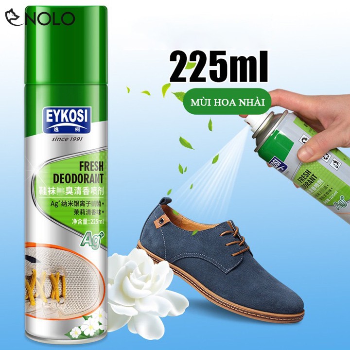 Chai Xịt Khử Mùi Giày Vớ Eykosi Dung Tích 225ml Khử Khuẩn Bằng Công Nghệ Phân Tử Bạc Hương Hoa Nhài