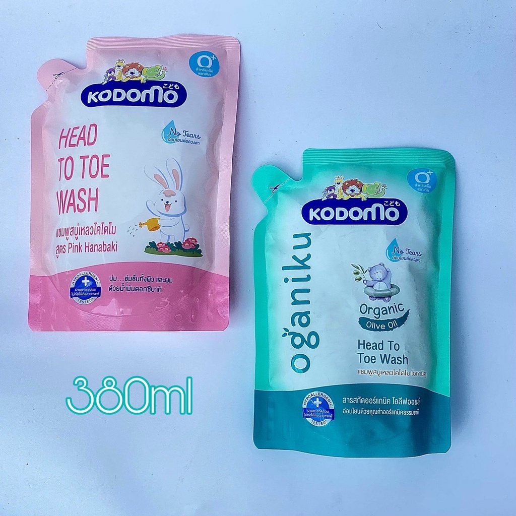 Dầu tắm gội cho bé Kodomo Head To Toe Thương hiệu Thái Lan_Dạng Túi 380ml