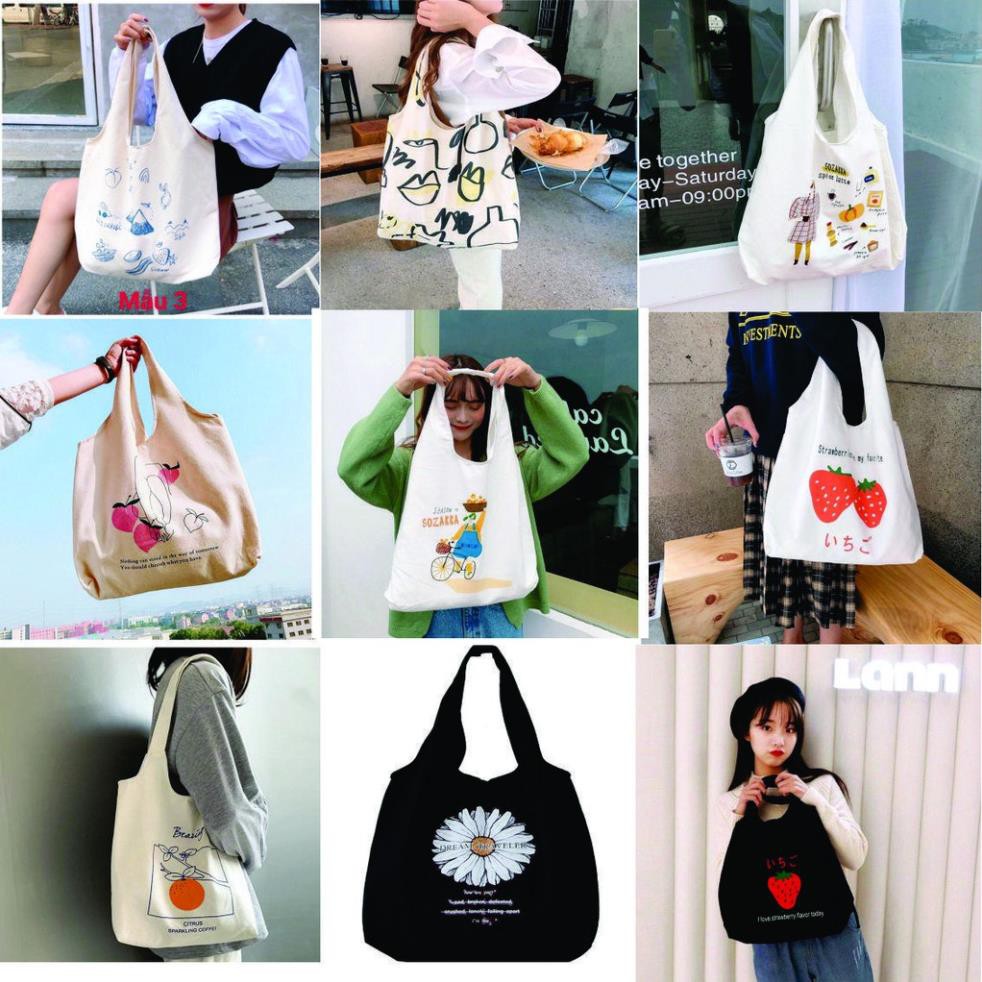 [TẶNG STICKER CÀI TÚI] Túi tote vải nữ canvas đeo vai phong cách Nhật Bản unisex size to đựng được laptop Tuidepstore