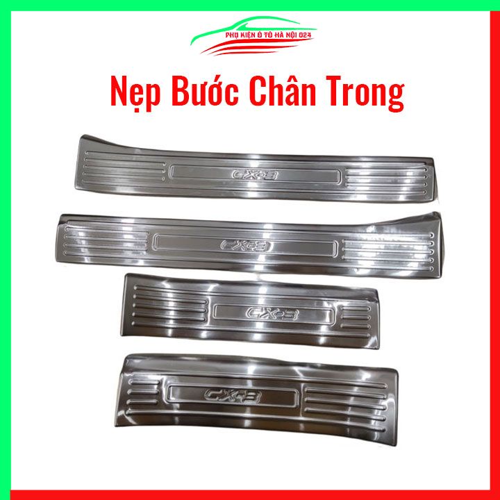 Ốp bậc cửa, nẹp bước chân INOX cho xe Mazda CX3, CX-3 2021-2023