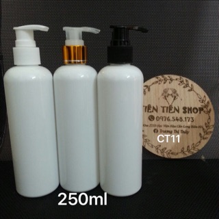 Chai nhựa trắng đục 250ml vòi ấn