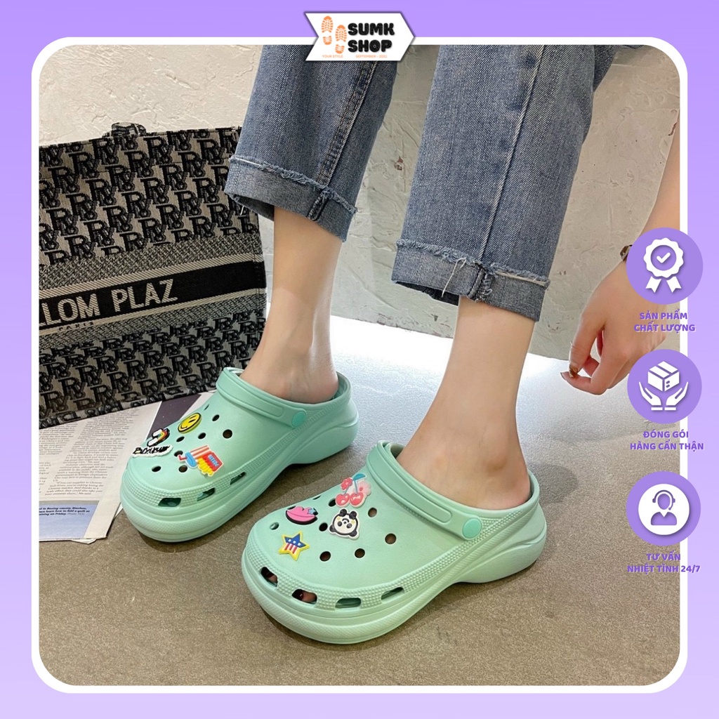 Dép Cross cực cute, chất liệu cao su non đi êm chân, có đính sticker siêu đáng yêu😍