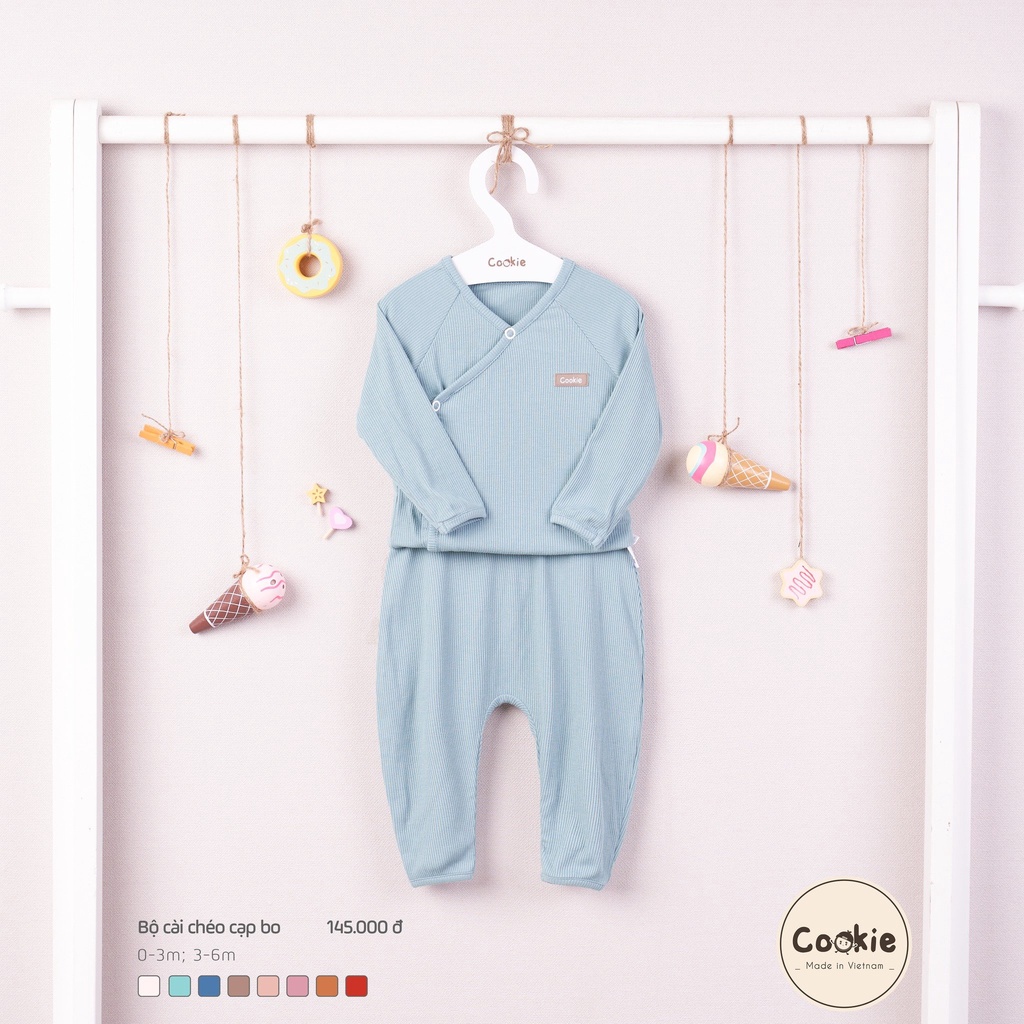 Bộ quần áo cài chéo cạp bo Cookie 0-6 tháng