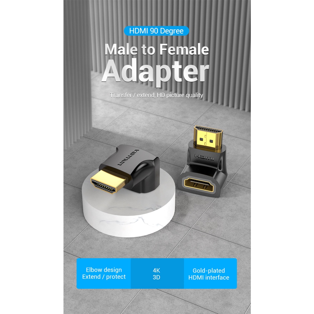 HDMI Adapter 90 270 Degree Right Angle HDMI Male to HDMI Female Cable Converter for HDTV PS4 PS5 Lap