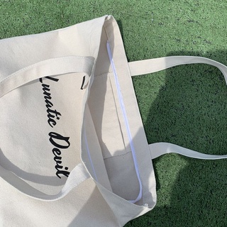 Túi vải canvas Ulzzang Lunatie( khoá+ ngăn phụ)