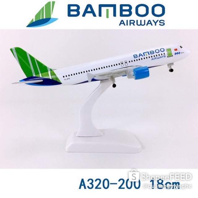 Mô hình máy bay tĩnh A320 Bamboo Airways 20cm có bánh xe