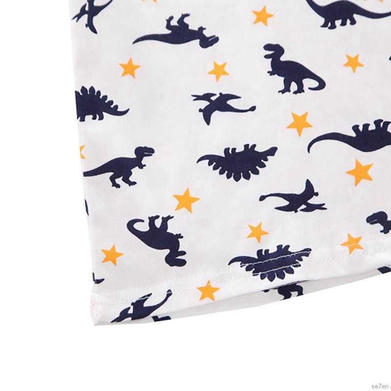 Bộ áo thun tay ngắn in hình khủng long và quần đùi dành cho bé trai