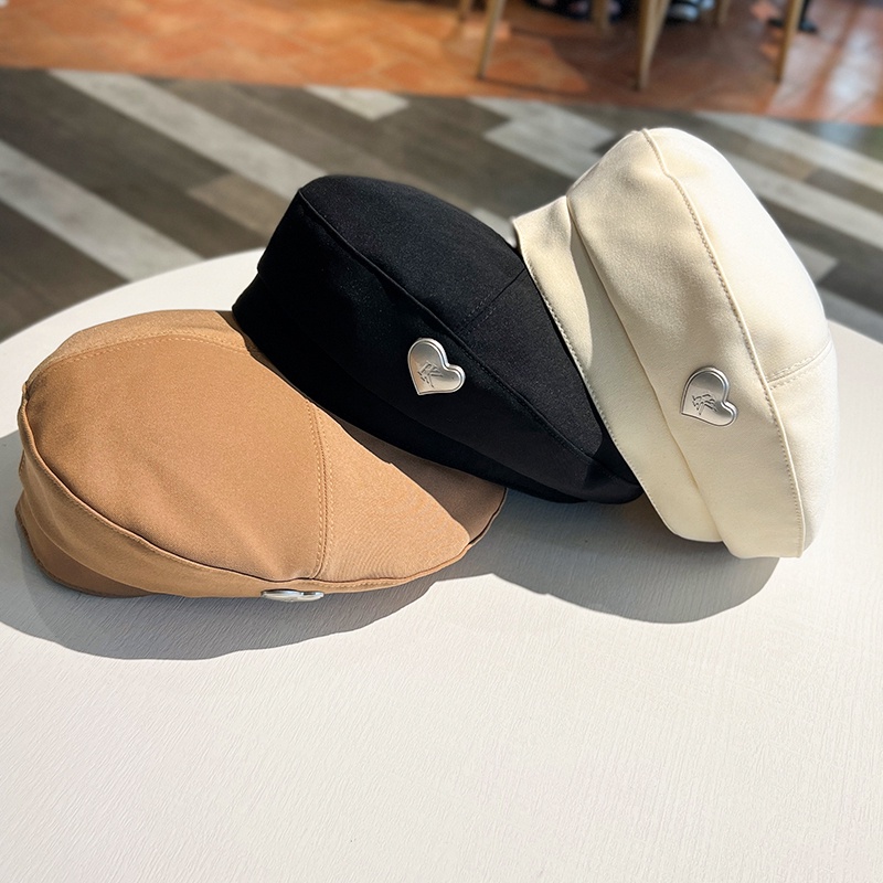 Mũ beret MG STUDIO trang trí khóa hình trái tim thời trang