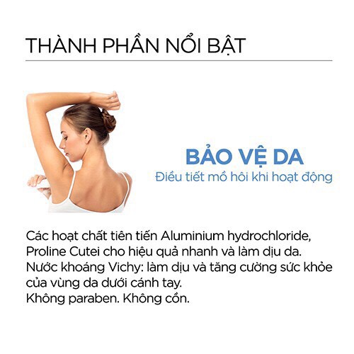 Xịt khử mùi &amp; khô thoáng vùng da dưới cánh tay giàu khoáng Vichy Deodorant Mineral 125ml