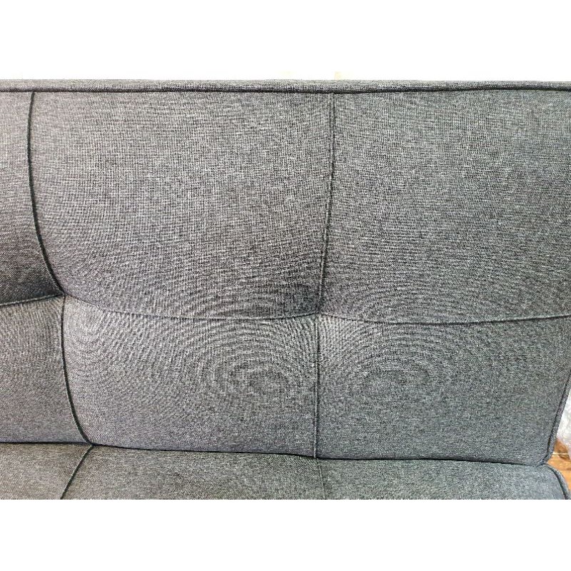 (Combo) Bộ bàn ghế sofa giường màu xám lông chuột - Bàn chữ nhật trắng