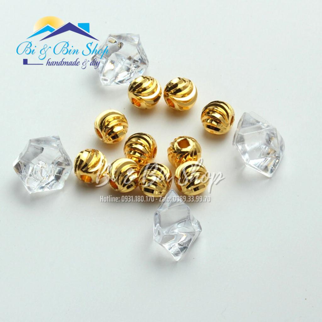 10 Viên Charm Tròn Khía Xoắn Xỏ Xen Hạt Chuỗi Làm Vòng Đeo Tay, Dây Chuyền, Làm Trang Sức Handmade