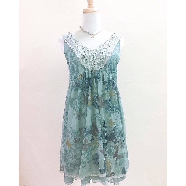 Maxi Axes Femme xanh hoạ tiết cánh bướm