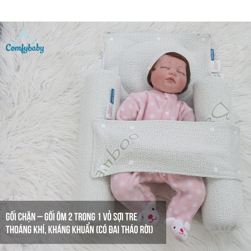 Set 2 Gối Ôm Cho Bé Comfy Baby, Phiên bản 2023, Công nghệ Purotex, kháng khuẩn, thoáng khí