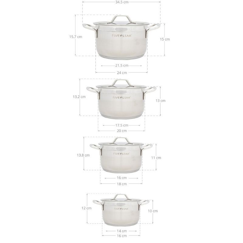 Xoong  inox FIVE STAR 18,20,24,26 cm vung inox