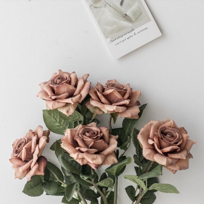 Bó Hoa Hồng Nhân Tạo Bằng Lụa Nhiều Màu Phong Cách Cổ Điển Dành Cho Trang Trí Nhà Cửa/ Văn Phòng/ Tiệc Cưới DIY