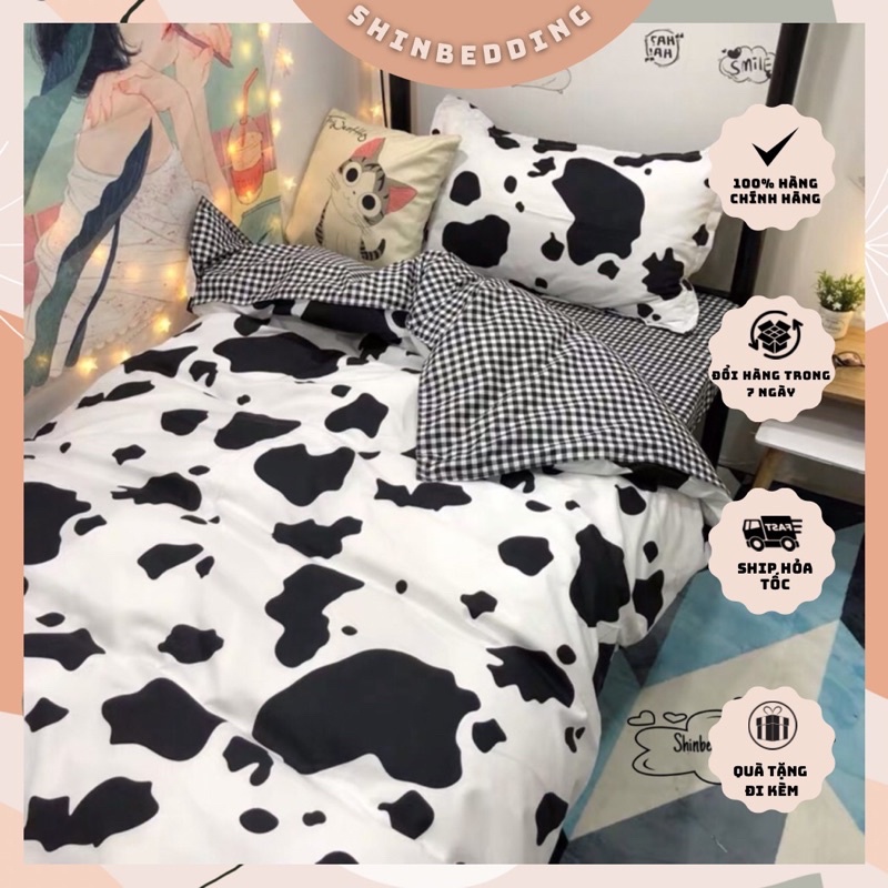 Set Chăn Ga Họa Tiết Bò Sữa Siêu Đáng Yêu [Shinbedding] | BigBuy360 - bigbuy360.vn