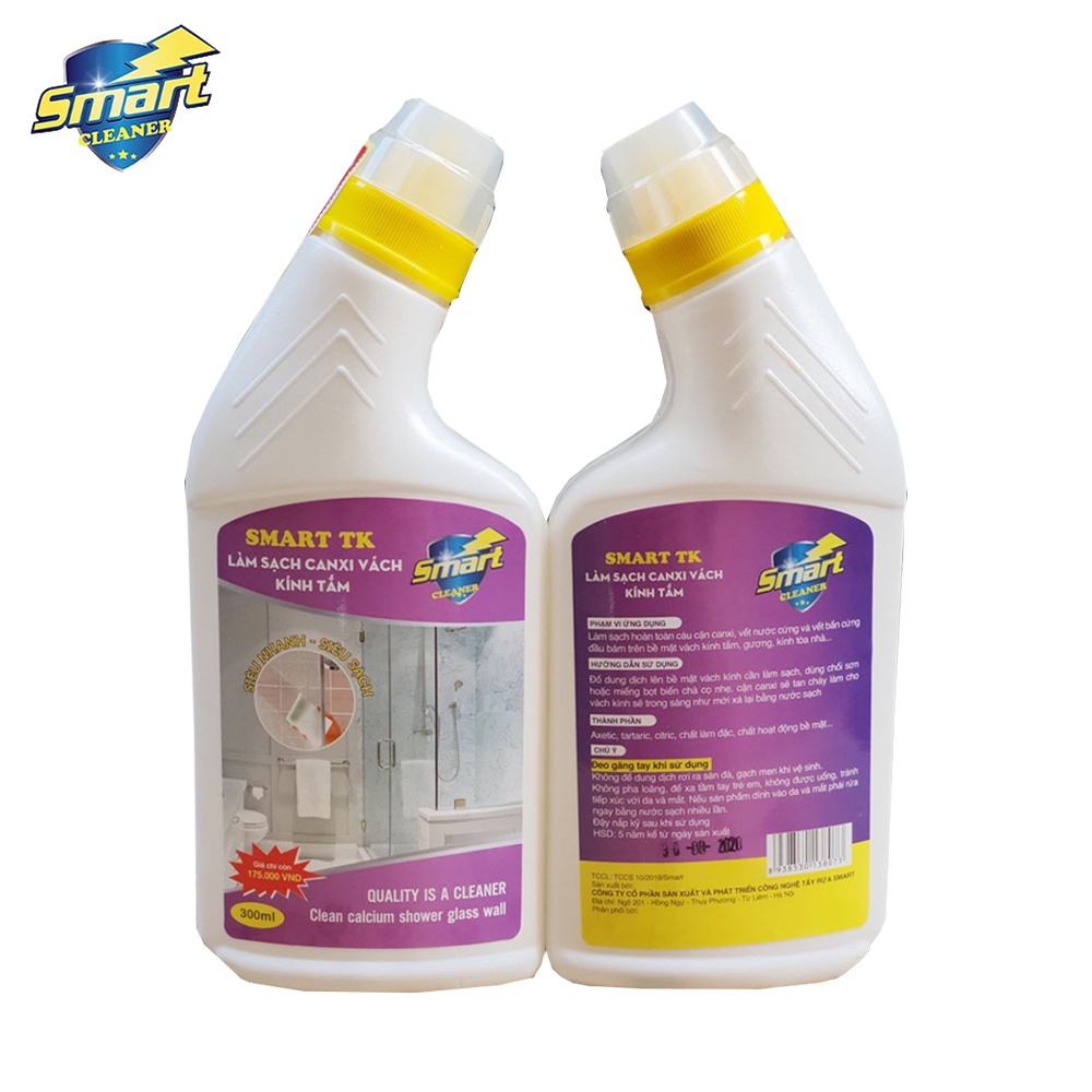 SMART TK Dung dịch tẩy cặn canxi trên kính SMART TK cho vách kính nhà tắm, nước tẩy rửa gương
