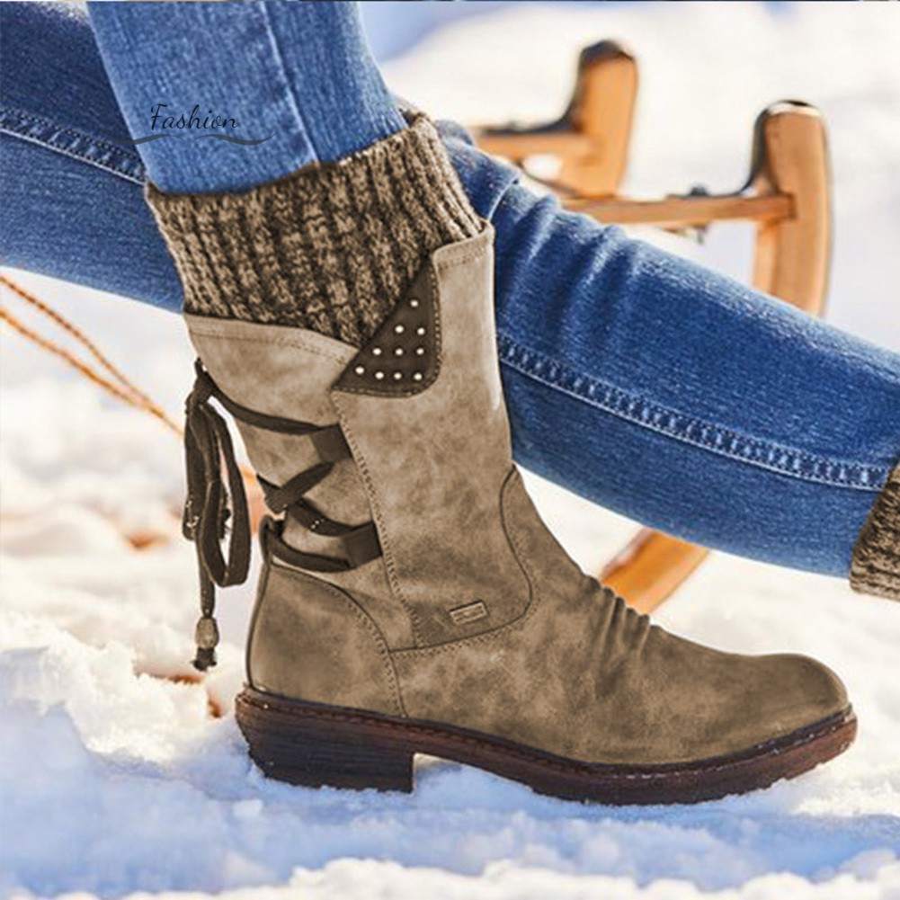 Ds Winter Warm Back Lace Up Boots Shoes Women Boots Christmas Daily Travel Shoes @vn