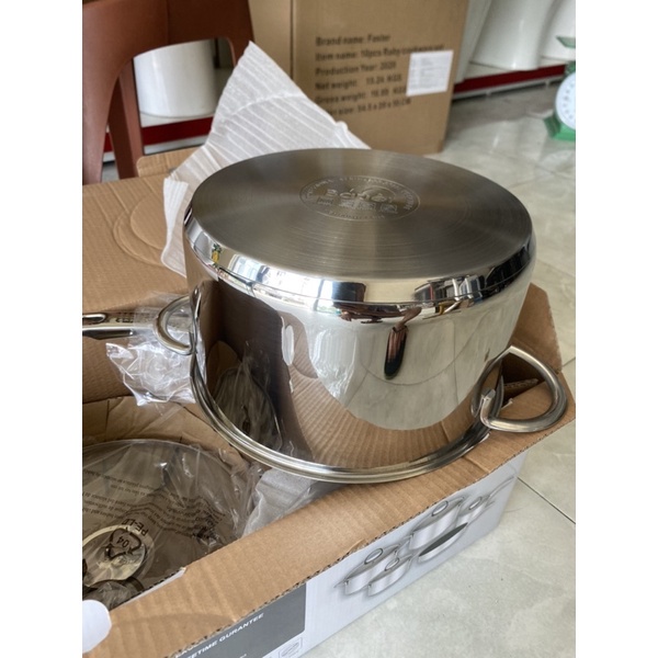 Bộ nồi 5 món vung kính, Bộ 5 món chảo và nồi hãng Bauer Polite Plus chính hãng, inox 304 cao cấp chịu lực, chịu nhiệt