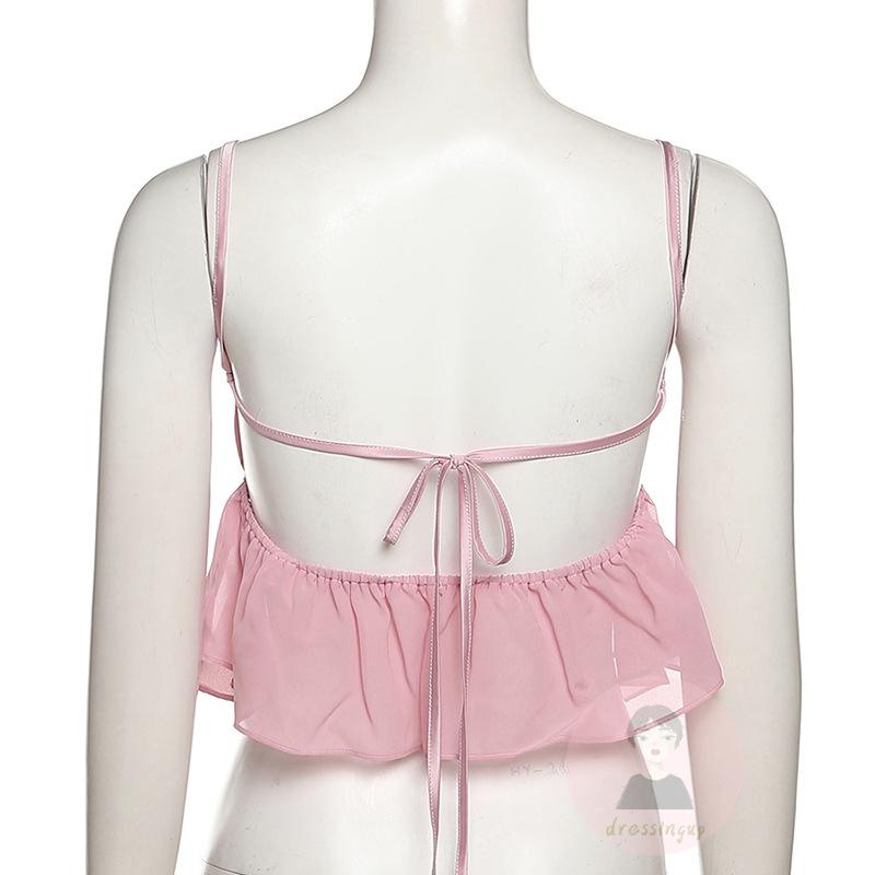 Áo Hai Dây Ôm Dáng Màu Sắc Trơn Hở Lưng Cho Nữ