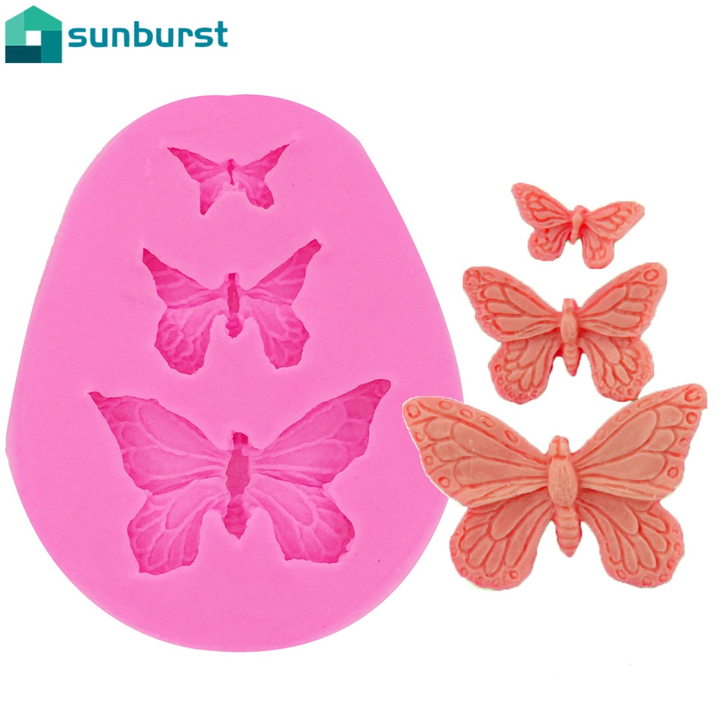 Khuôn Silicon Làm Bánh 3 Ngăn Tạo Hình Bướm
