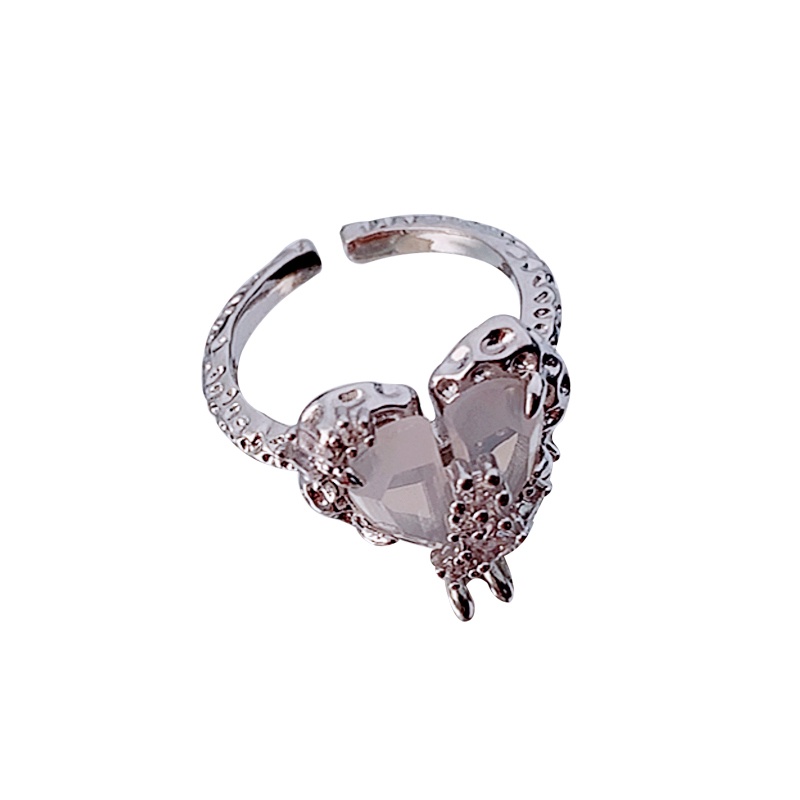 Set Nhẫn Hình Trái Tim Đính Đá zircon Thời Trang Hàn Quốc Có Thể Điều Chỉnh Kích Cỡ