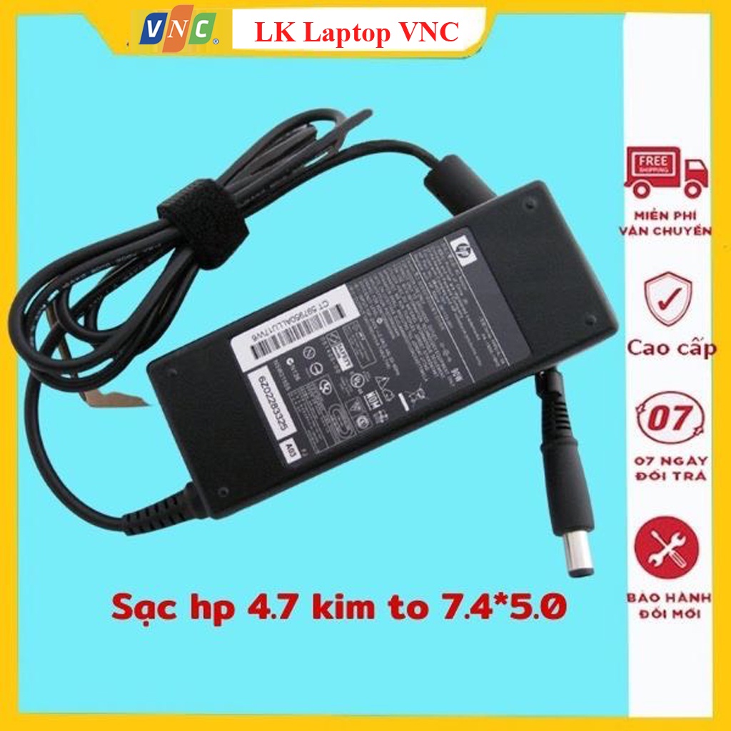 Sạc laptop HP chân kim to loại 19V - 4.74A  tròn To 7.4x5.0mm sạc máy tính hp zin cao cấp bảo hành 12 tháng