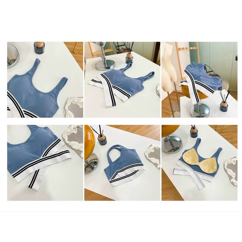 Áo bra tập thể thao vạt chéo croptop phong cách Hàn Quốc có đệm ngực N403