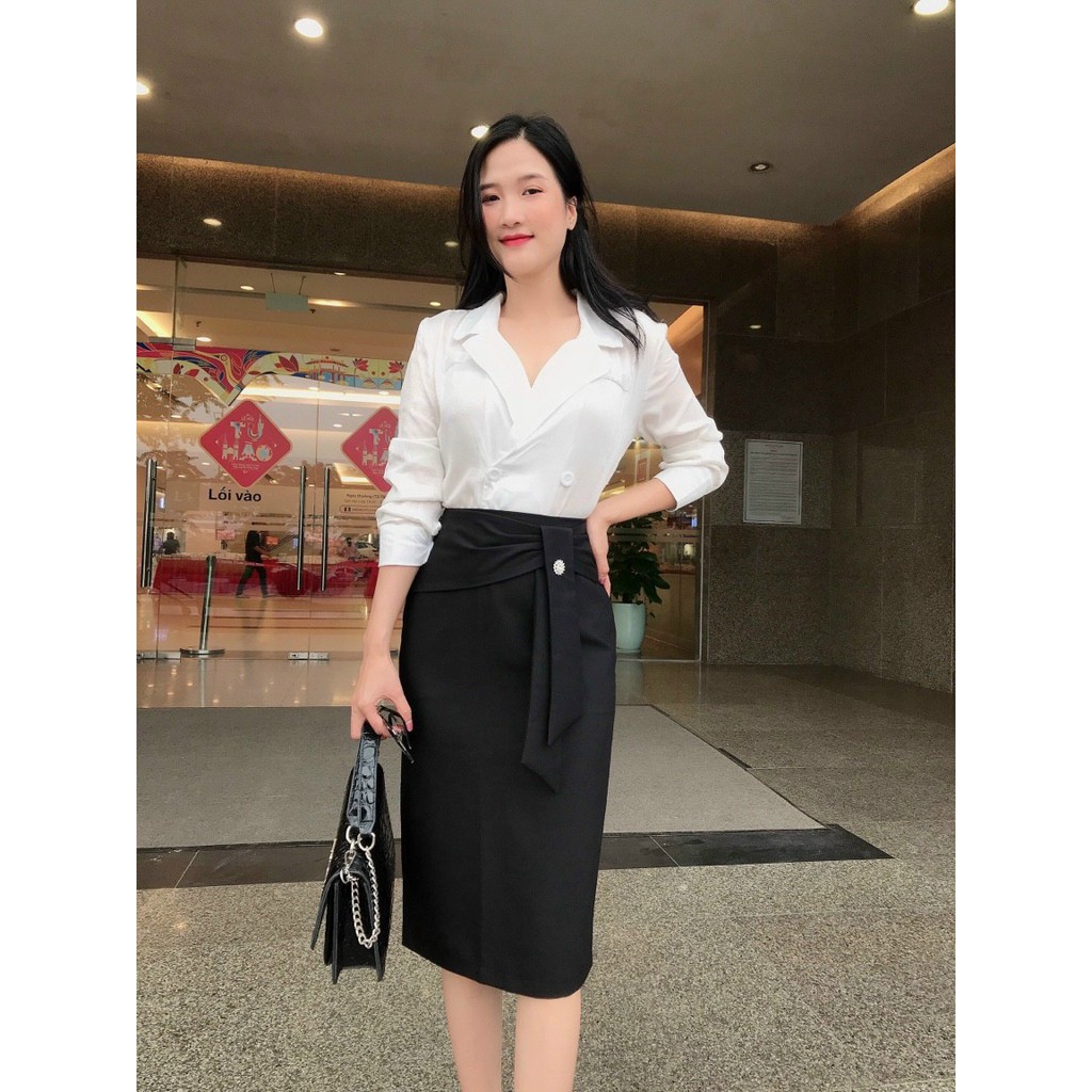 Chân Váy Dài Công Sở Chữ A xẻ tà phong cách ulzzang Hàn Quốc, Váy Dài Xẻ Tà Chữ A Công Sở | BigBuy360 - bigbuy360.vn