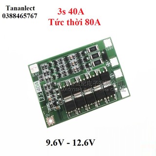 Mạch bảo vệ pin Li-ion 3S 12.6V - 40A tức thời 80A, có cân bằng cell.