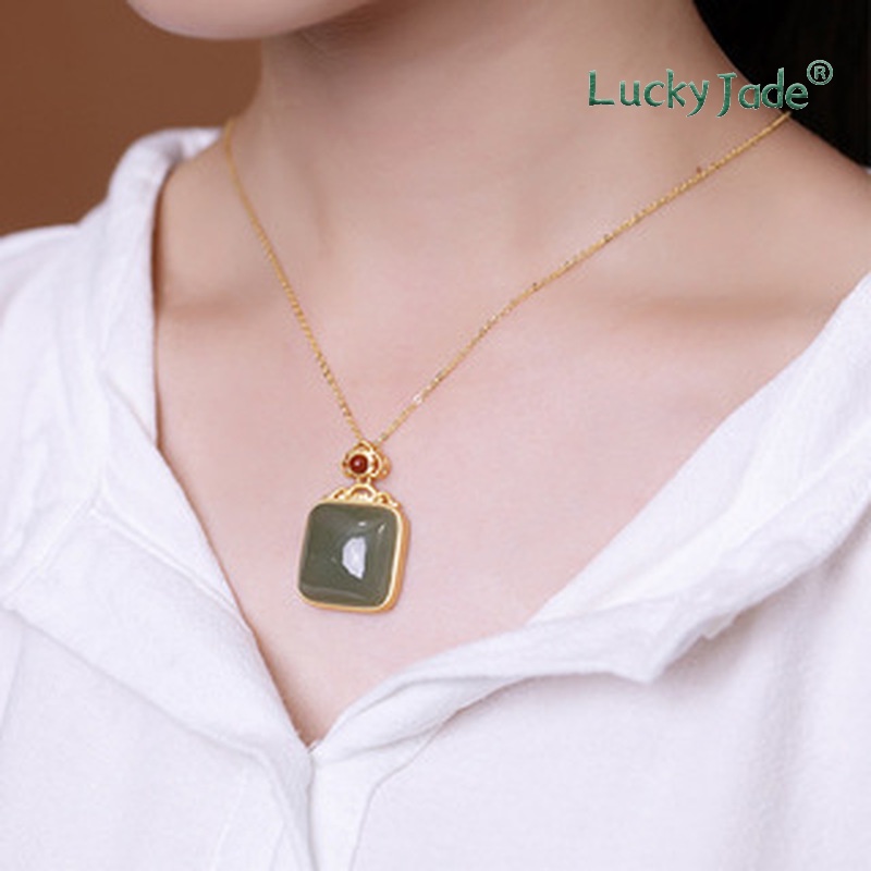 Vòng cổ Mạ Bạc 925 18K Dát Ngọc Bích Trắng Phong Cách Retro Thanh Lịch Thời Trang