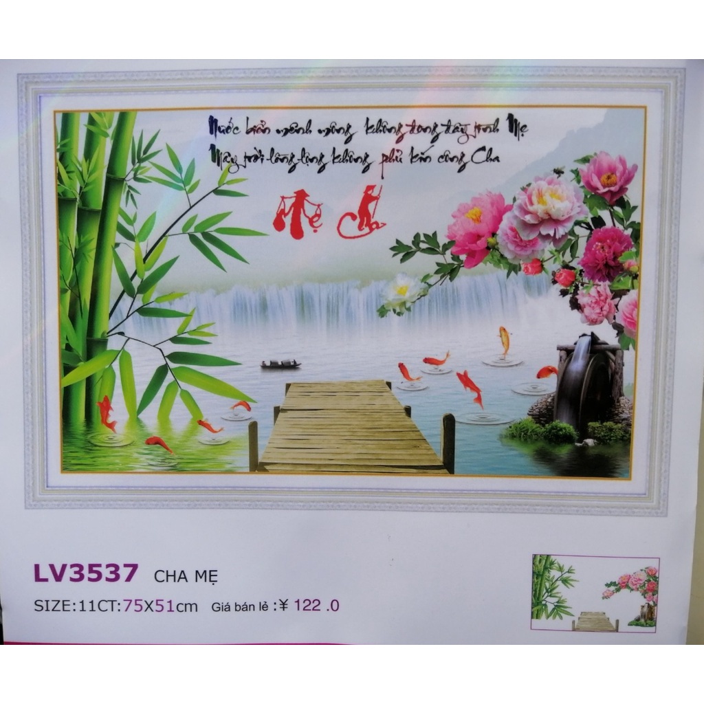 Tranh thêu chữ thập Cha mẹ LV3537