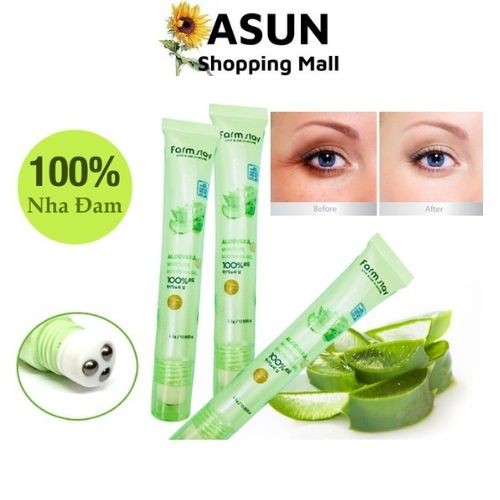 Lăn Giảm Thâm Quầng Mắt Nha Đam Aloe Vera 92% Farm Stay