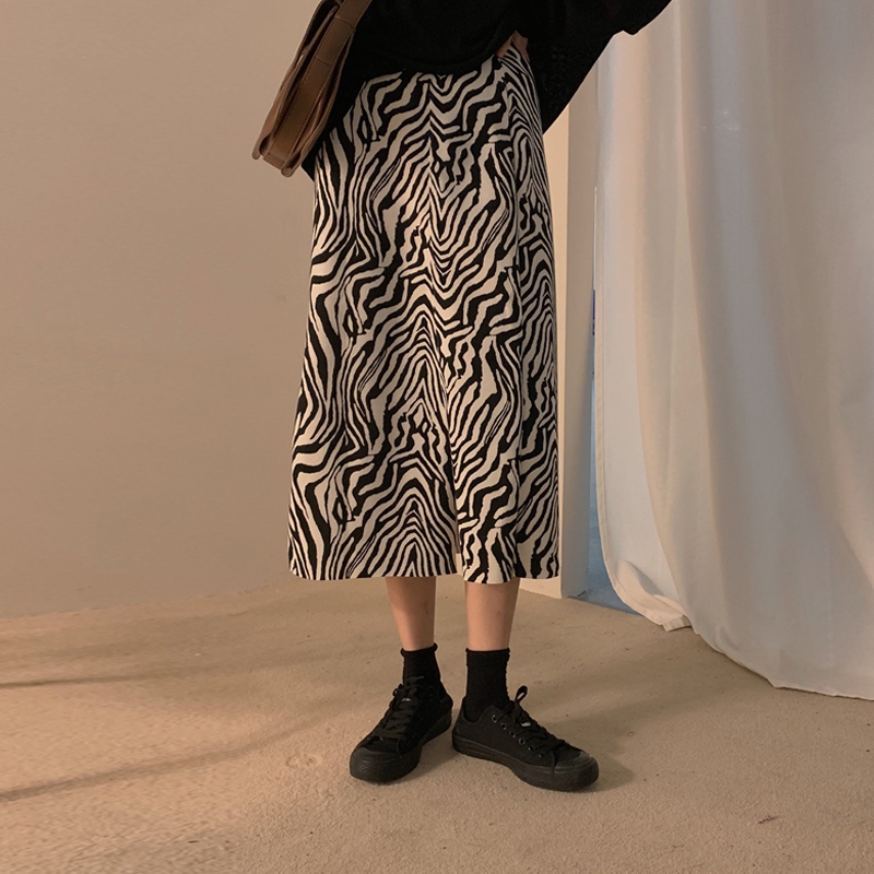 Chân váy dài dáng chữ a vải mỏng lưng cao họa tiết ngựa vằn thời trang 2021 cho nữ | BigBuy360 - bigbuy360.vn